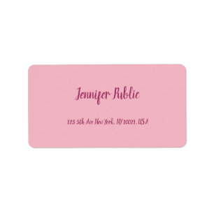 Elegant Pink Plain Handwriting Script Text Modern Label