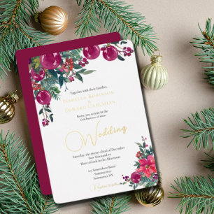 Elegant Pink Poinsettia Christmas Floral Wedding