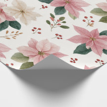 Elegant Pink Poinsettia Christmas Wrapping Paper