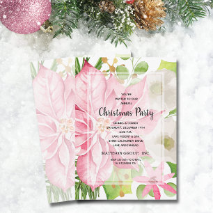 Elegant Pink Poinsettia Floral Christmas Invitation