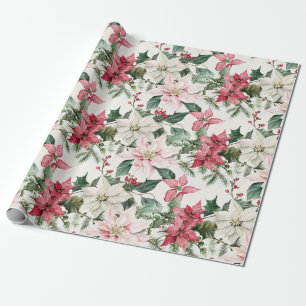 Elegant Pink Poinsettias Christmas  Wrapping Paper