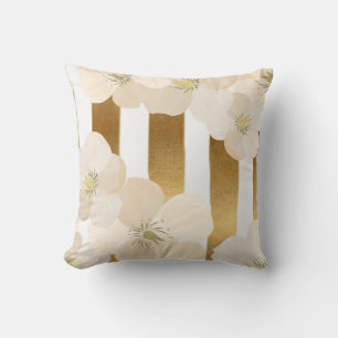 Elegant Pink Poppy Coppertone Stripe Throw Pillow