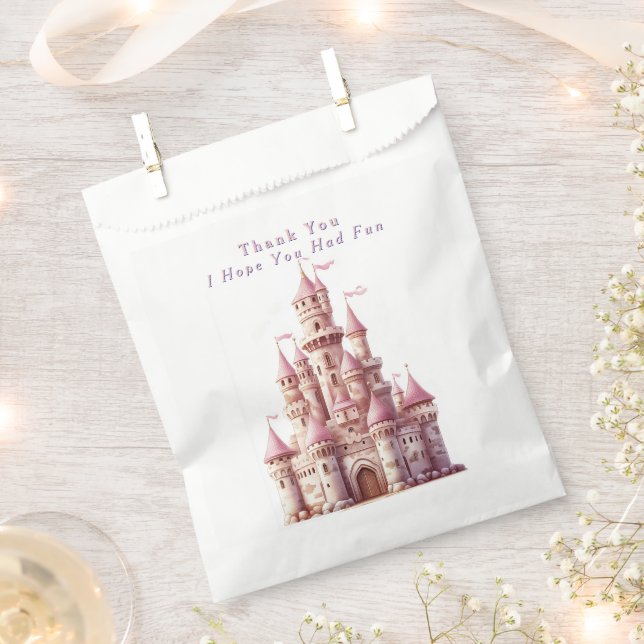 Elegant Pink Princess Castle  Favour Bags (Clipped)