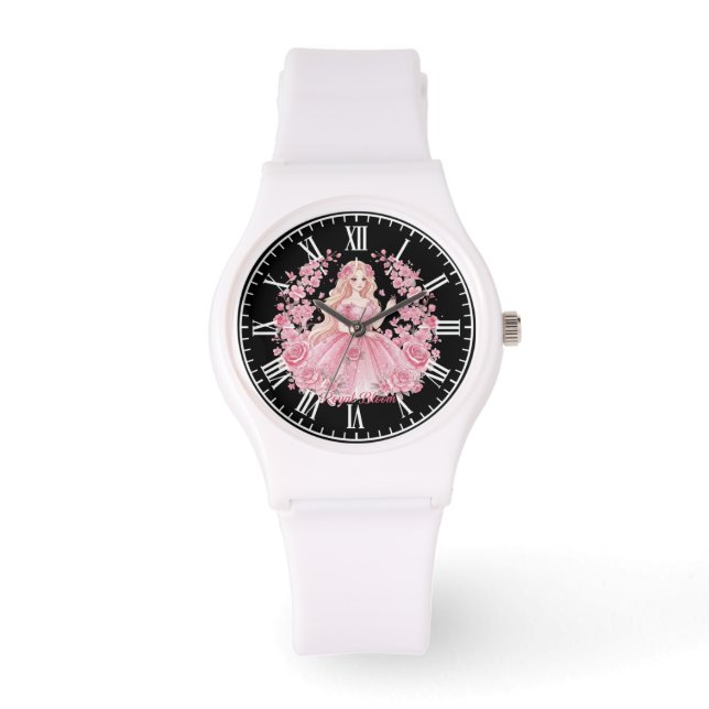 Elegant Pink Princess Doll Cherry Blossom Women's  Watch (Front)