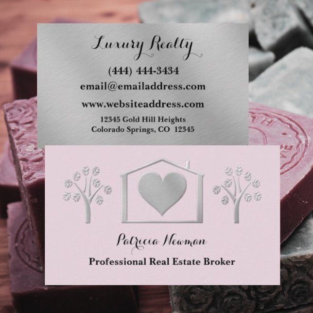 Elegant Pink Pro Real Estate Broker Business Card (Creator Uploaded)