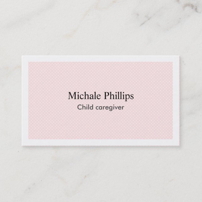 Elegant pink professional child care calling card (Front)