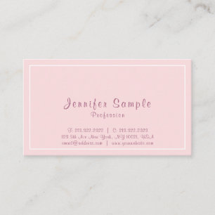 Elegant Pink Professional Modern Clean Plain Business Card