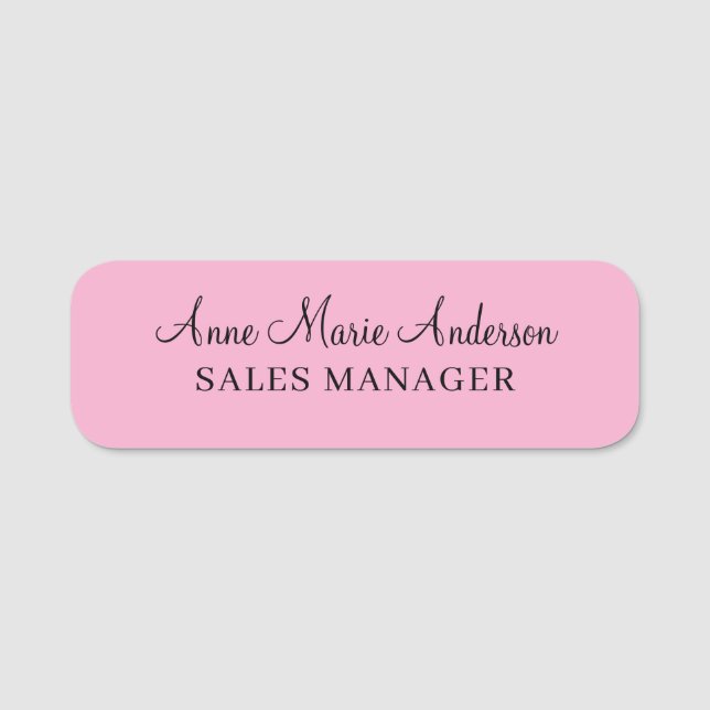 Elegant Pink Professional Name  Tag (Front)