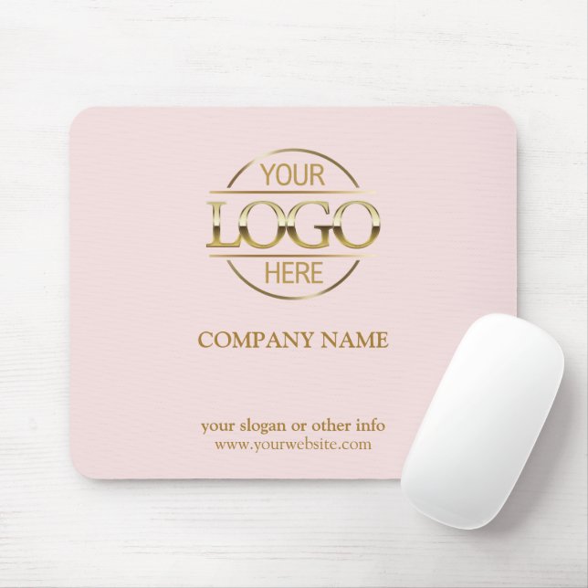Elegant Pink Promotional Company Business Logo Mouse Mat (With Mouse)