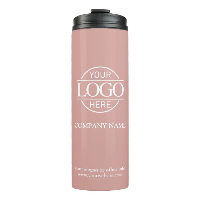 Elegant Pink Promotional Company Business Logo Thermal Tumbler (Front)