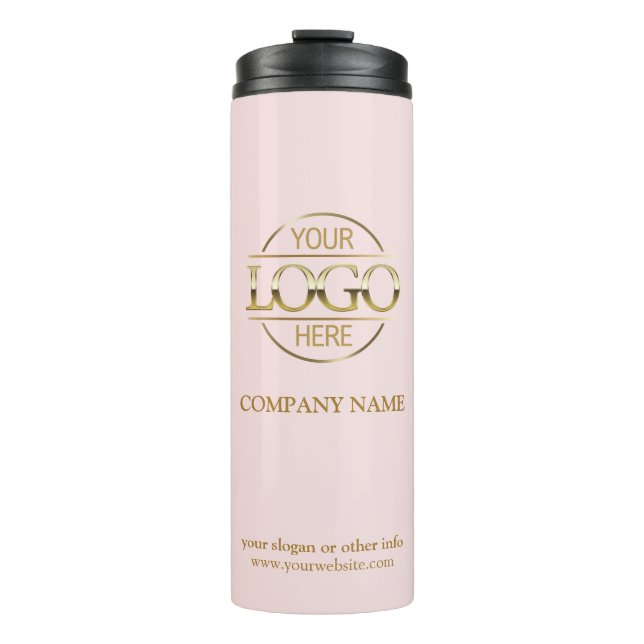 Elegant Pink Promotional Company Business Logo Thermal Tumbler (Front)