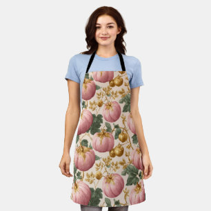 Elegant Pink Pumpkins Autumn Design Apron