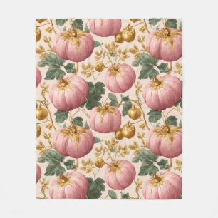 Elegant Pink Pumpkins Autumn Design Fleece Blanket