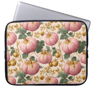 Elegant Pink Pumpkins Autumn Design Laptop Sleeve
