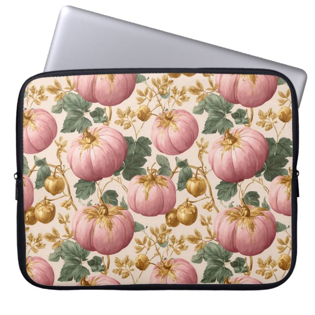 Elegant Pink Pumpkins Autumn Design Laptop Sleeve (Front)
