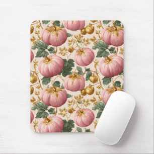 Elegant Pink Pumpkins Autumn Design Mouse Mat