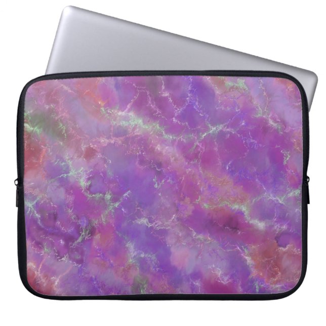 Elegant Pink, Purple and Silver Marble Pattern Laptop Sleeve (Front)