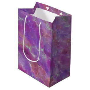 Elegant Pink, Purple And Silver Marble Pattern Medium Gift Bag