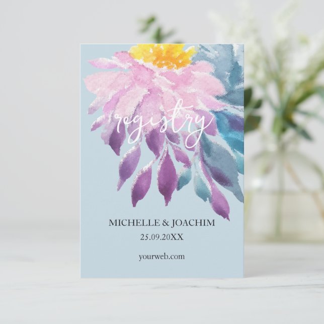 Elegant Pink Purple Blue Dahlia Watercolor Art Enclosure Card (Standing Front)