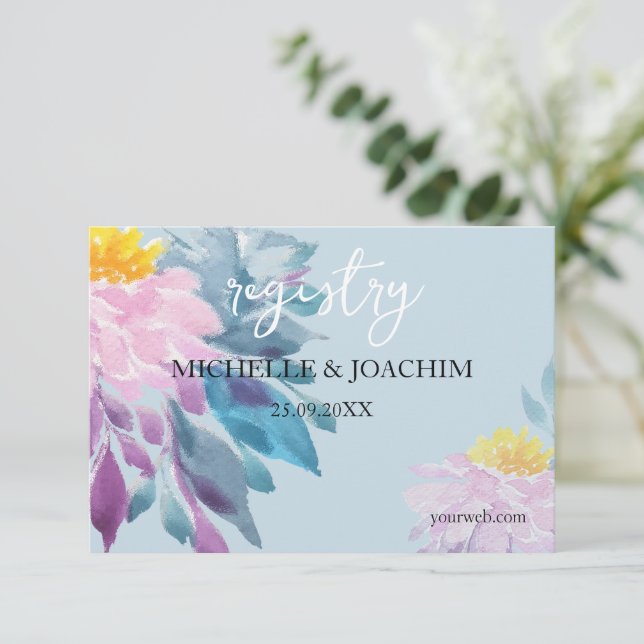 Elegant Pink Purple Blue Dahlia Watercolor Art Enclosure Card (Standing Front)