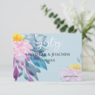 Elegant Pink Purple Blue Dahlia Watercolor Art Enclosure Card