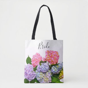 Elegant pink purple blue floral bouquet Bride Tote Bag