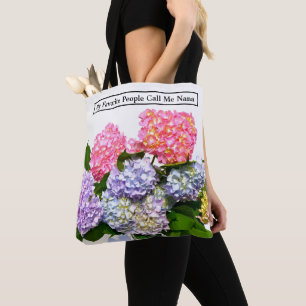 Elegant pink purple blue floral bouquet hydrangeas tote bag