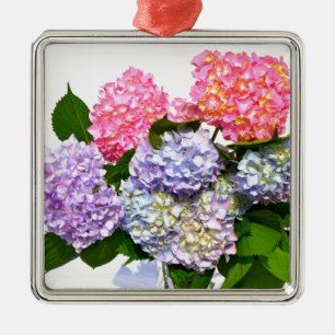 Elegant pink purple blue floral hydrangea bouquet  metal tree decoration