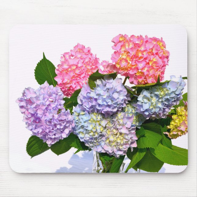 Elegant pink purple blue floral hydrangea bouquet  mouse mat (Front)