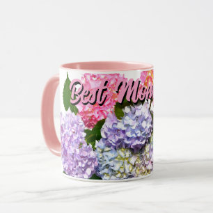 Elegant pink purple blue floral hydrangea bouquet  mug