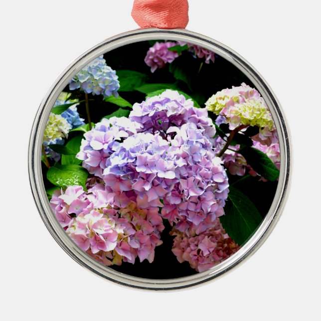 Elegant pink purple blue floral hydrangea gardens  metal tree decoration (Front)