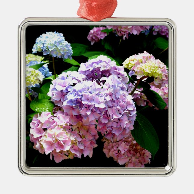 Elegant pink purple blue floral hydrangea gardens  metal tree decoration (Front)