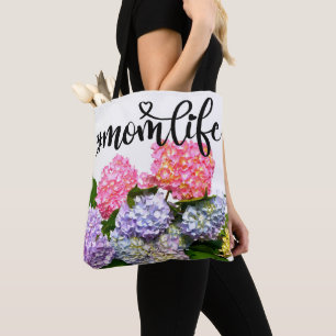 Elegant pink purple blue flowers floral hydrangeas tote bag