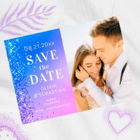 Elegant Pink Purple Blue Glitter Photo Wedding