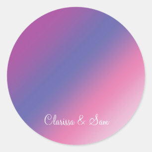 elegant pink purple blue ombre gradient colourful classic round sticker