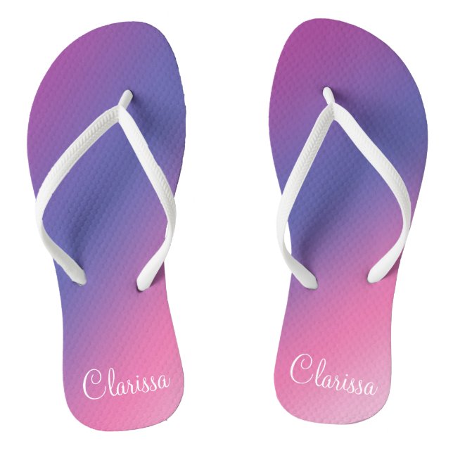 elegant pink purple blue ombre gradient colourful flip flops (Footbed)