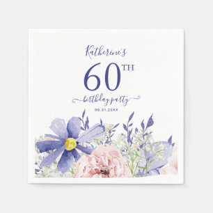 Elegant Pink Purple Floral 60th Birthday Party Napkin