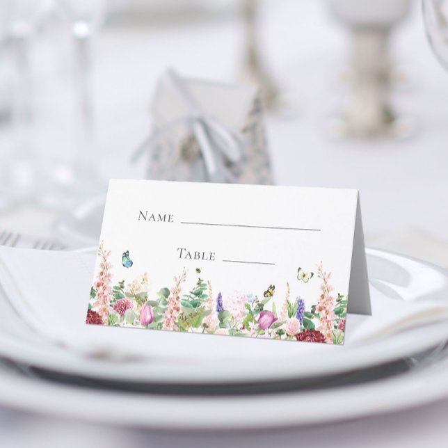 Elegant Pink Purple Floral Butterflies Place Card (Creator Uploaded)