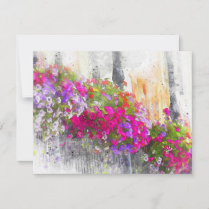 Elegant Pink Purple Floral Flower Boxes Watercolor Card
