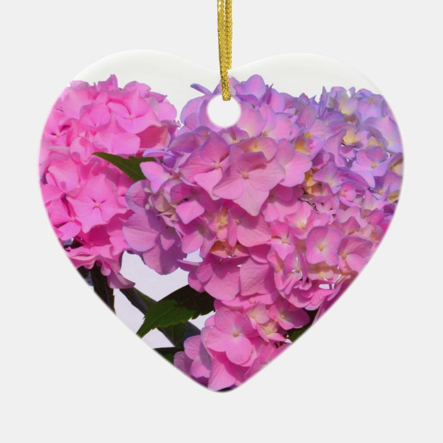 Elegant pink purple floral hydrangeas  ceramic tree decoration (Front)