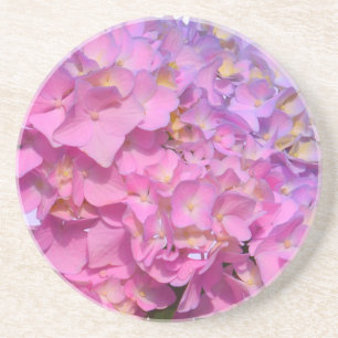 Elegant pink purple floral hydrangeas coaster