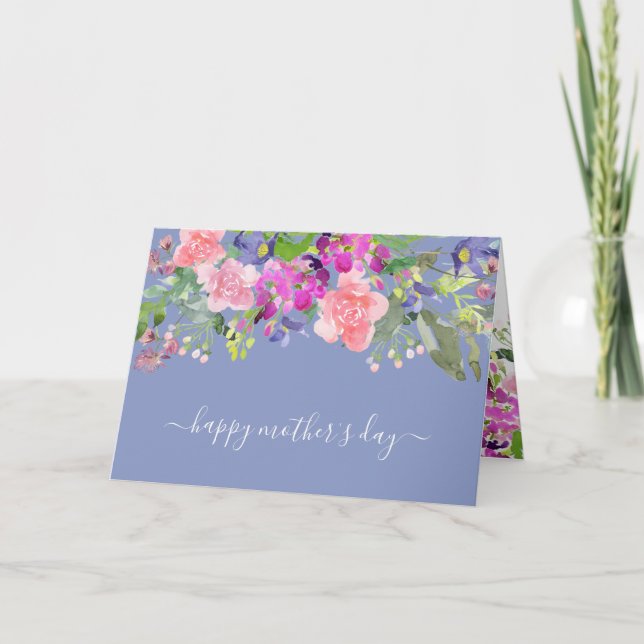Elegant Pink Purple Floral Mother's Day Card (Front)