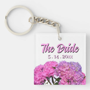 Elegant pink purple florals flowers for the Bride Key Ring
