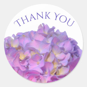 Elegant pink purple florals hydrangeas classic round sticker