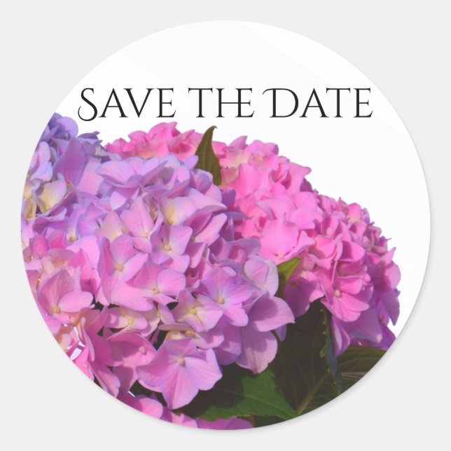 Elegant pink purple florals hydrangeas classic round sticker (Front)