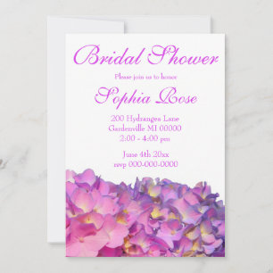 Elegant pink purple florals hydrangeas invitation