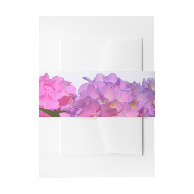 Elegant pink purple florals hydrangeas invitation belly band (Front Example)