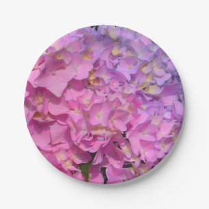 Elegant pink purple florals hydrangeas paper plate