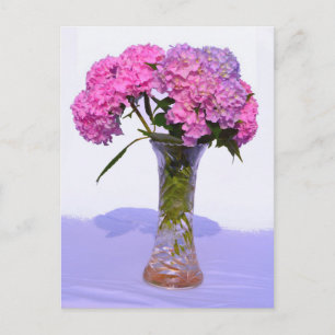 Elegant pink purple florals hydrangeas postcard