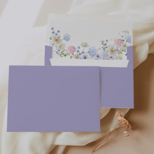 Elegant Pink Purple Flowers Bridal Shower Envelope